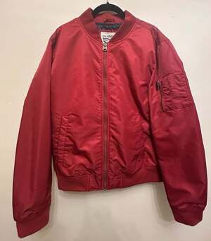 Levi Strauss Mens Medium Red Berry Bomber Jacket Full Zip Flight Jacket Size M
